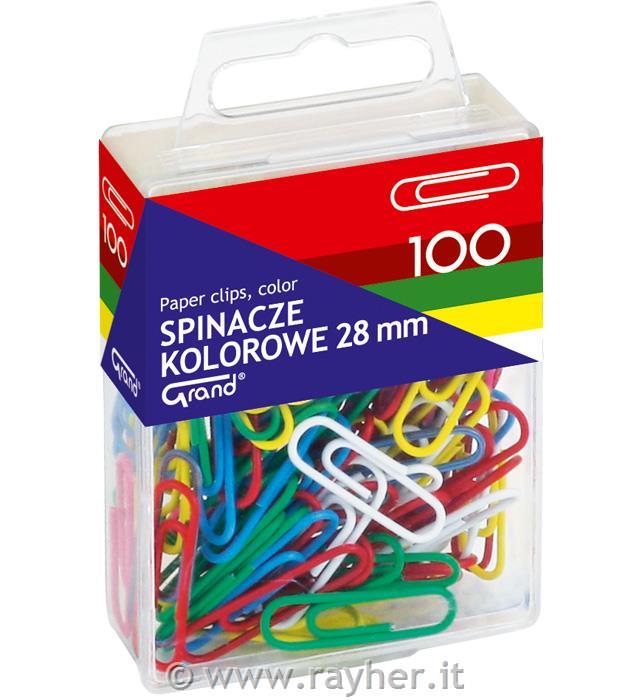 Paper clip, colour, 28 mm, 100 pcs