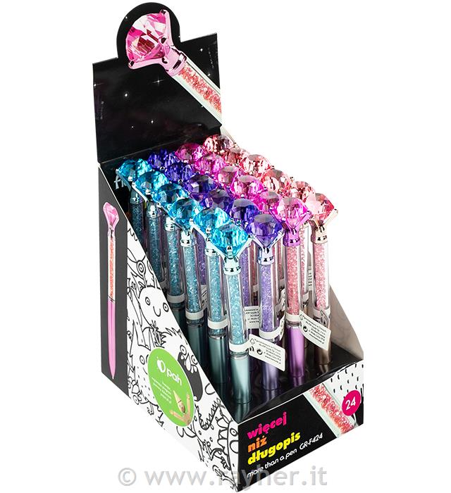 Ball pen with diamond