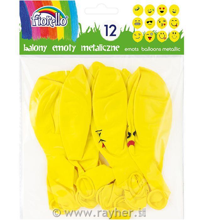 Palloncini metallic,30cm, 12pz, emoticon