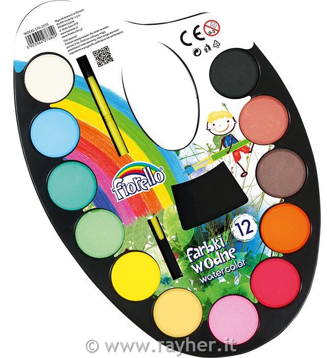Watercolor palette, 12 colours