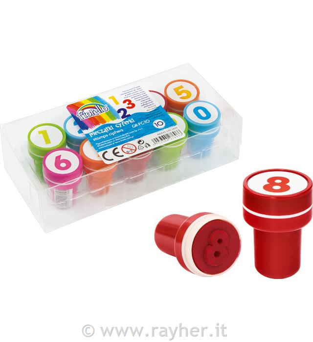Stampi con tamponcino, numeri, set 10