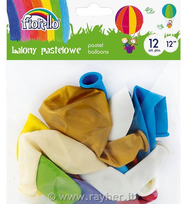 Baloni metalic, mešani, pastelni, 30 cm, 12 kosov