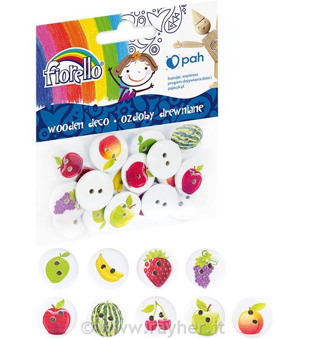 Wooden button fruit 20 pc