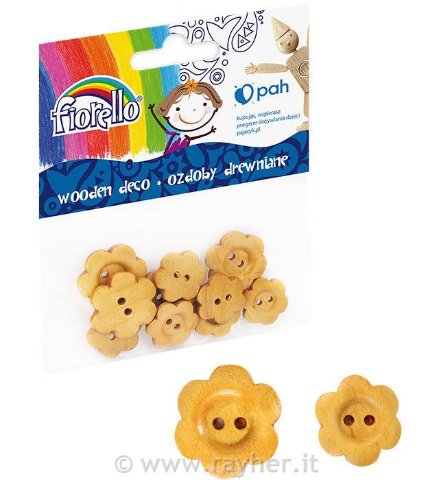 Decorazioni in legno, bottone di fiore,10 pz