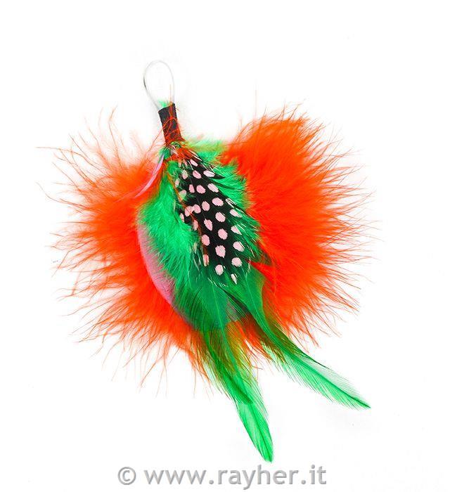 Decorative feathers, green-orange