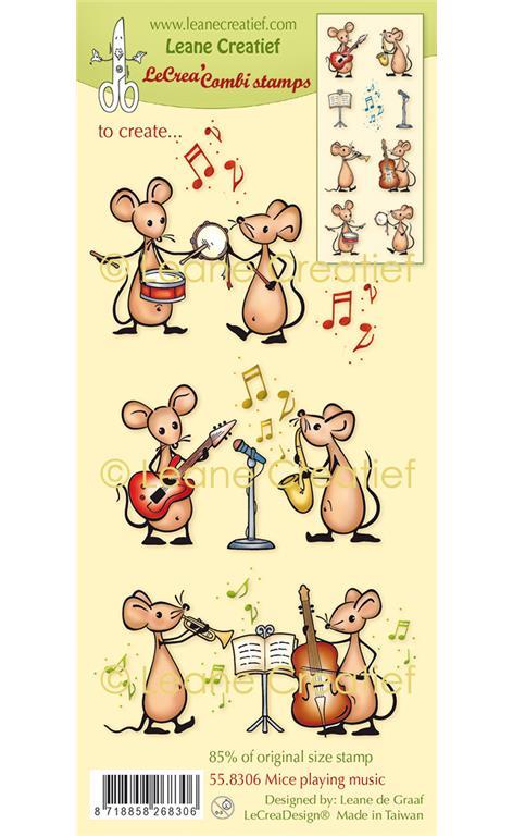 Štampiljka LeCreaDesign: Miške igrajo na inštrumente