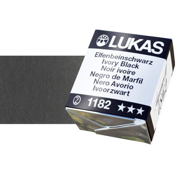 Lukas 1862 PRO akvarelna barva tabletka Ivory Black