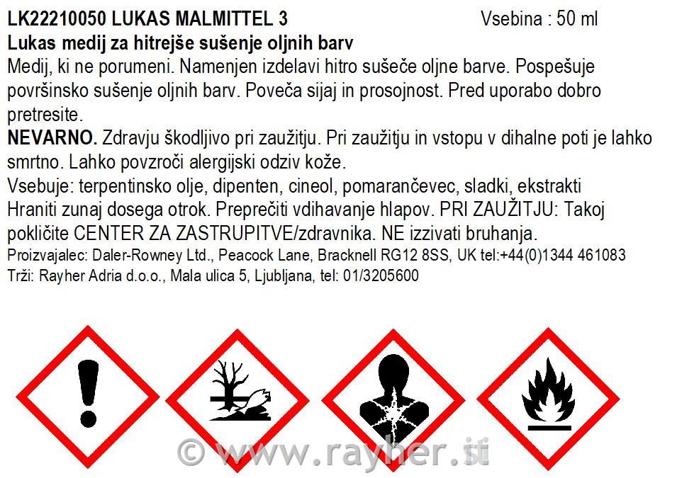 Lukas medij za hitrejše sušenje oljnih barv 50 ml