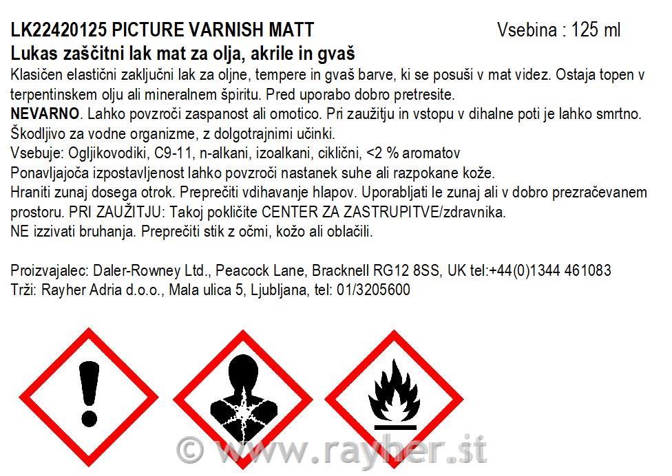 Lukas zaščitni lak mat 125 ml (oljne, tempera in gvaš barve)