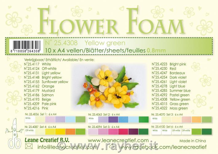 10 Flower foam sheets A4 0.8mmYellow green
