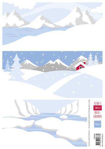 LIST S SLIČICAMI, ZASNEŽENO OZADJE