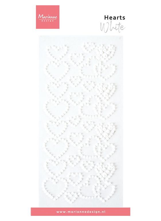 Decorazione Cuori con Perle - Bianco