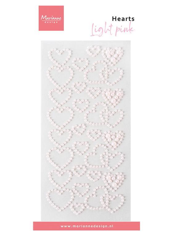 Decorazione Cuori con Perle - Rosa Chiaro