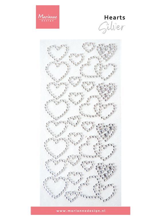 Decorazione Cuori con Strass - Argento