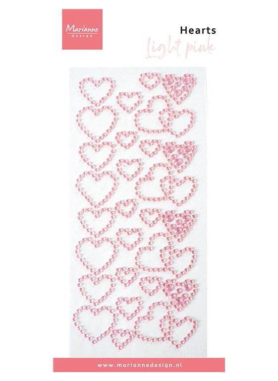 Decorazione Cuori con Strass - Rosa Chiaro