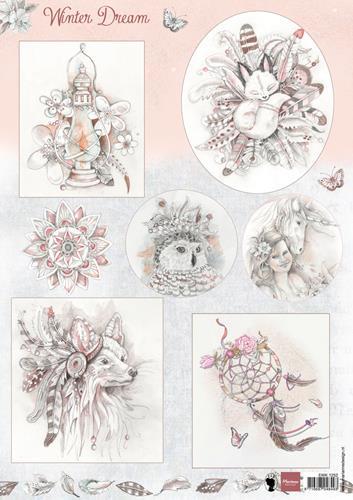 LIST S SLIČICAMI, ZIMSKA PRAVLJICA,ROZA