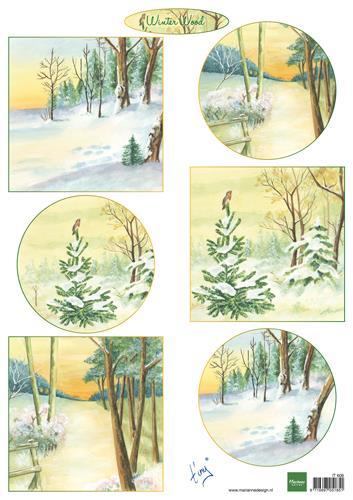 Decoupage paper; Winter wood