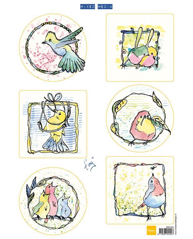 DECOUPAGE IMMAGINI, UCCELLINI COLORATI