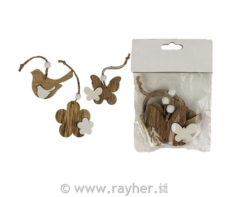 Ptiček, metuj, rožica, z vrvico, set 3