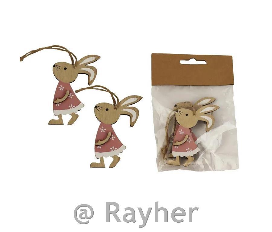 Decorazioni in legno, coniglietti, set 2