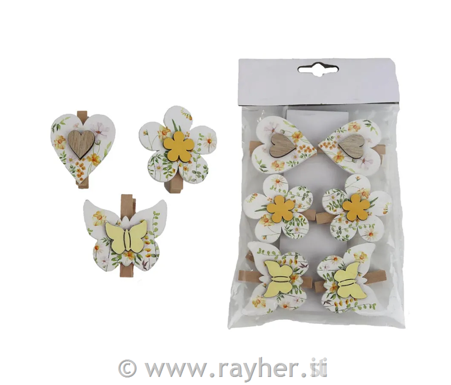 Lesene ščipalke, pomladni motivi, set 6