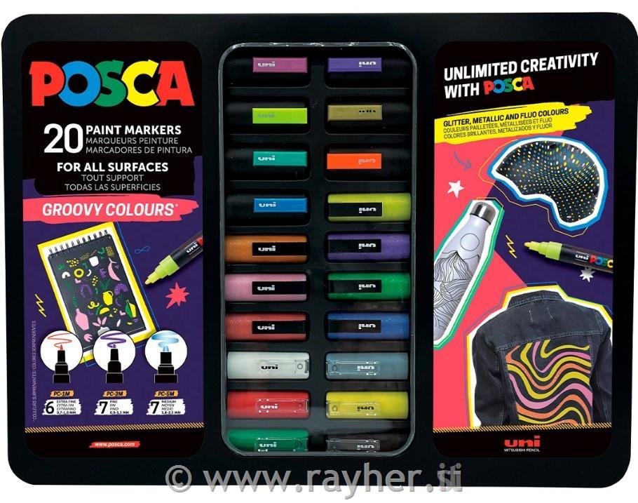 Uni POSCA flomastri set 20 Groovy PC-1M PC-3M in PC-5M