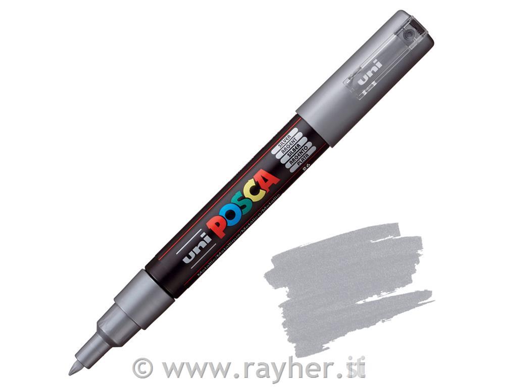 Uni POSCA marker; p.tonda 0,7 mm bullet;; silver