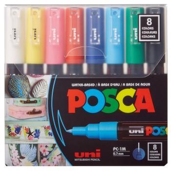 Uni POSCA markers 1MR Basic set 8;; tip 0,7 mm metal