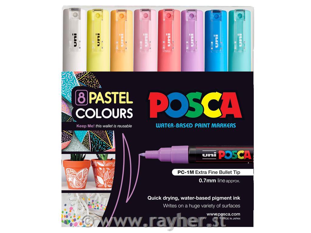 Uni POSCA markers 1M Soft set 8;tip 0,7 mm metal