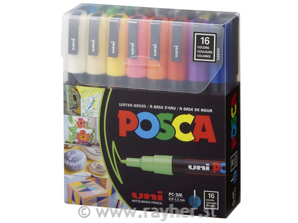 Uni POSCA markers 3M Basic set 16;tip 0,9-1,3 mm