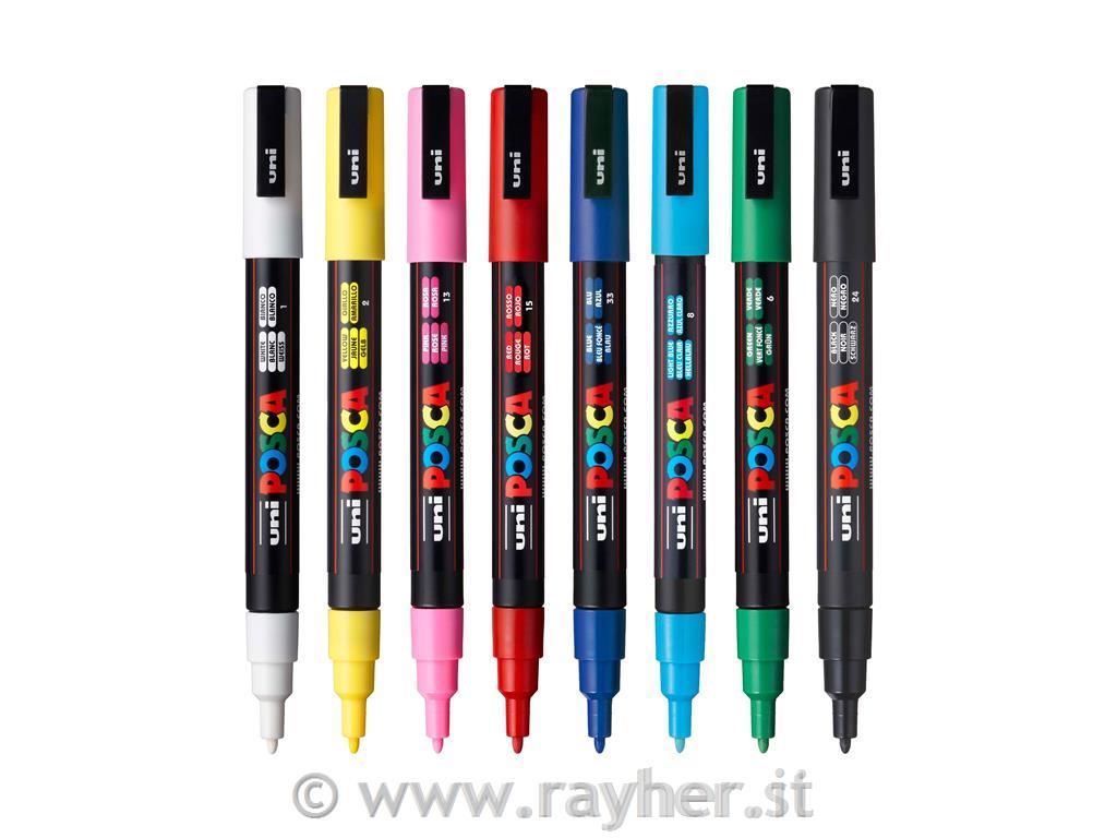 POSCA Uni flomastri 3M Basic set 8; konica 0,9-1,3 mm