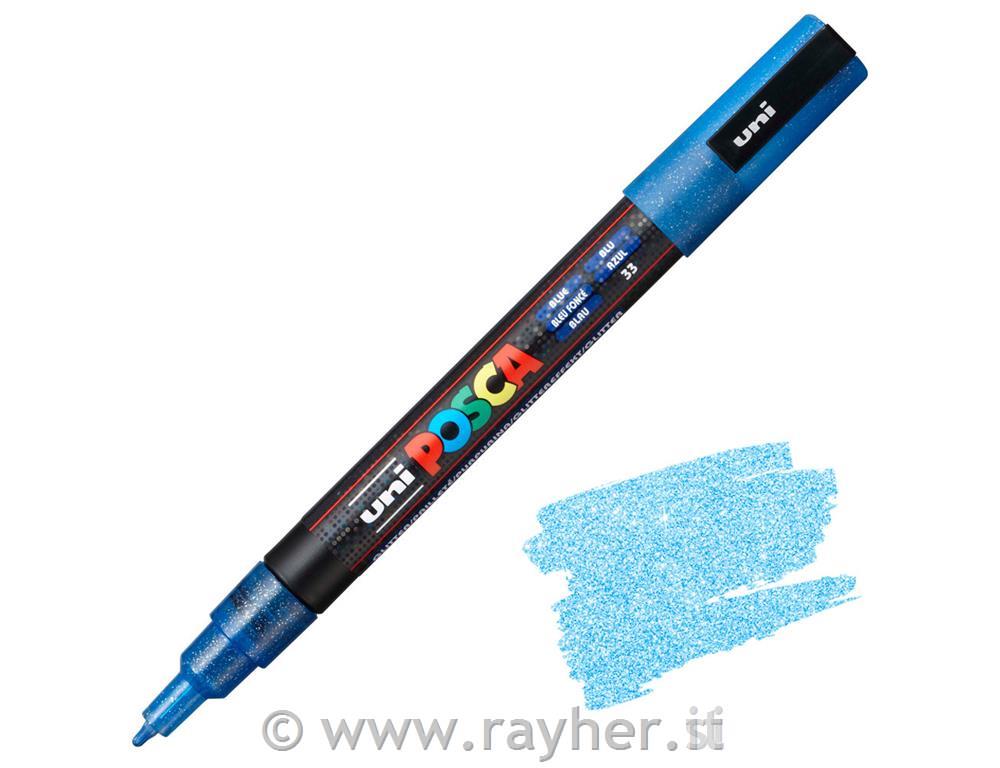 Uni POSCA marker; p.tonda 0,9-1,3 mm; blue glitter