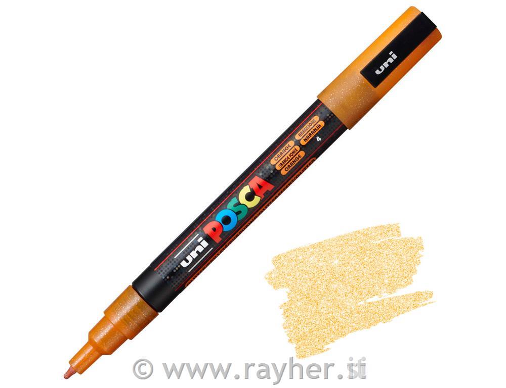 Uni POSCA marker; tip 0,9-1,3 mm;orange glitter