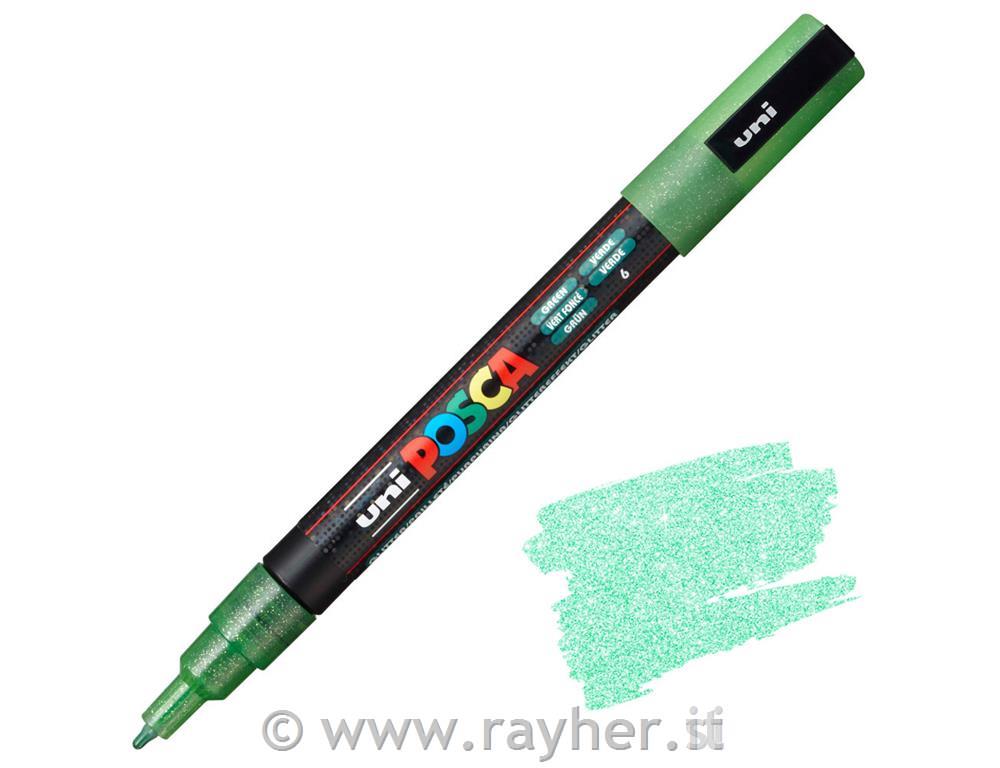 Uni POSCA marker; p.tonda 0,9-1,3 mm; green glitter