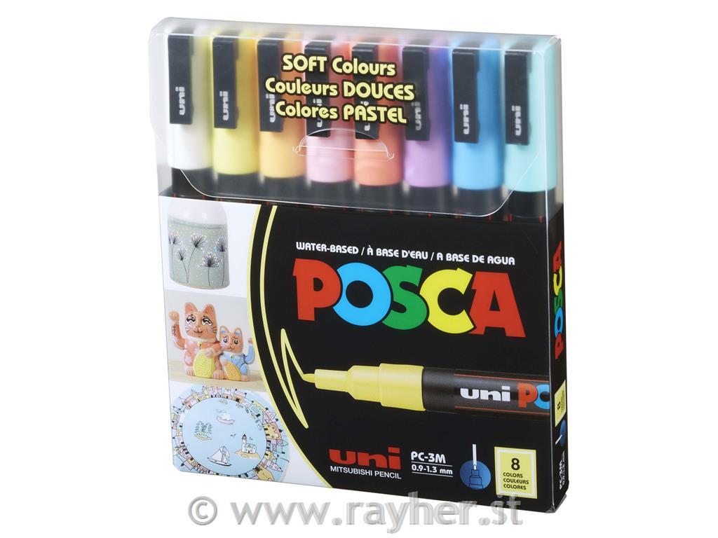 Uni POSCA markers 3M Soft set 8;tip 0,9-1,3 mm