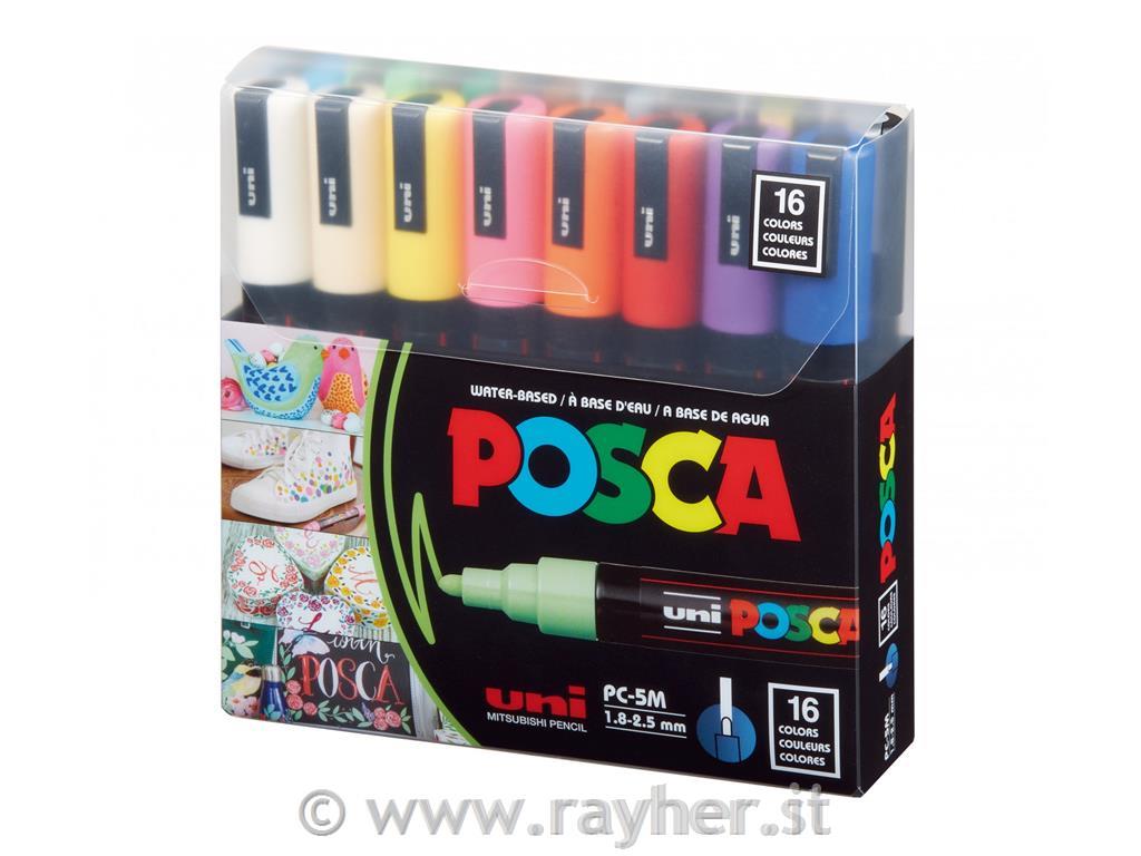 Uni POSCA markers 5M set 16 Basic;tip 1,8-2,5 mm