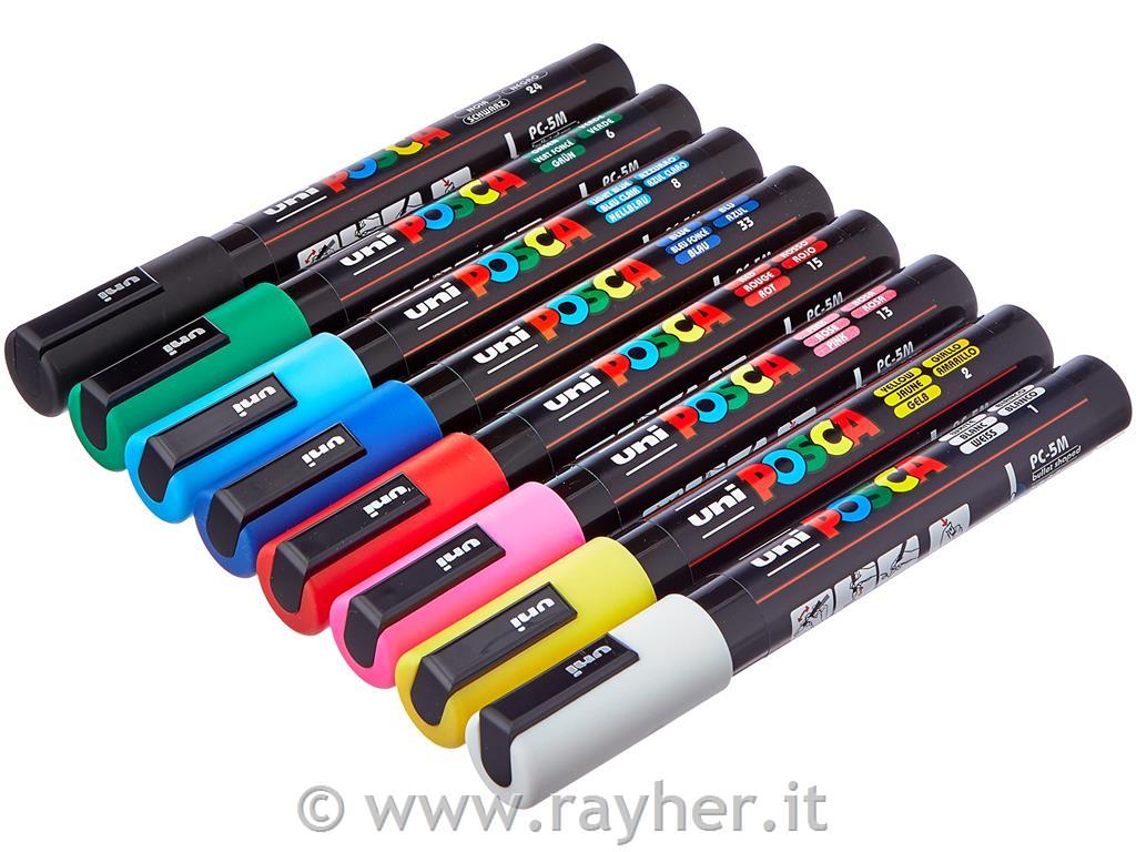 Uni POSCA markers 5M set 8 Basic;; tip 1,8-2,5 mm
