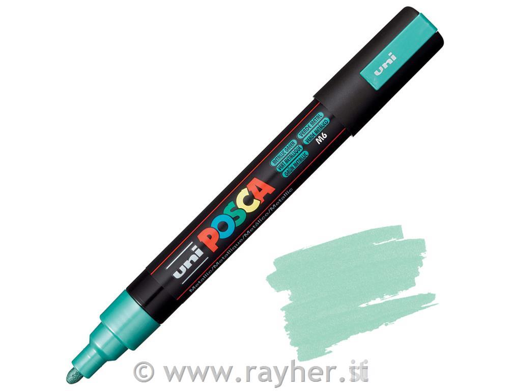 POSCA Uni flomaster; konica 1,8-2,5 mm; kovinsko zelen