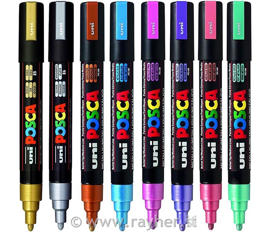 POSCA Uni flomastri 5M set 8 Metallic; konica 1,8-2,5 mm