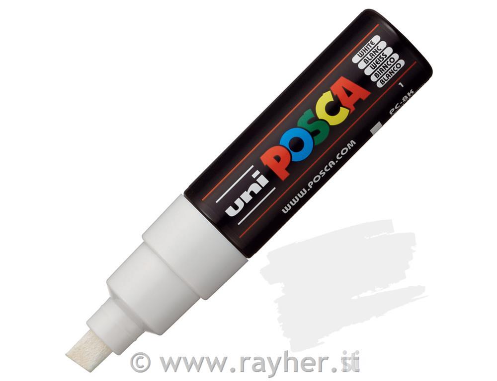 POSCA Uni flomaster; konica 8 mm prirezana; bel