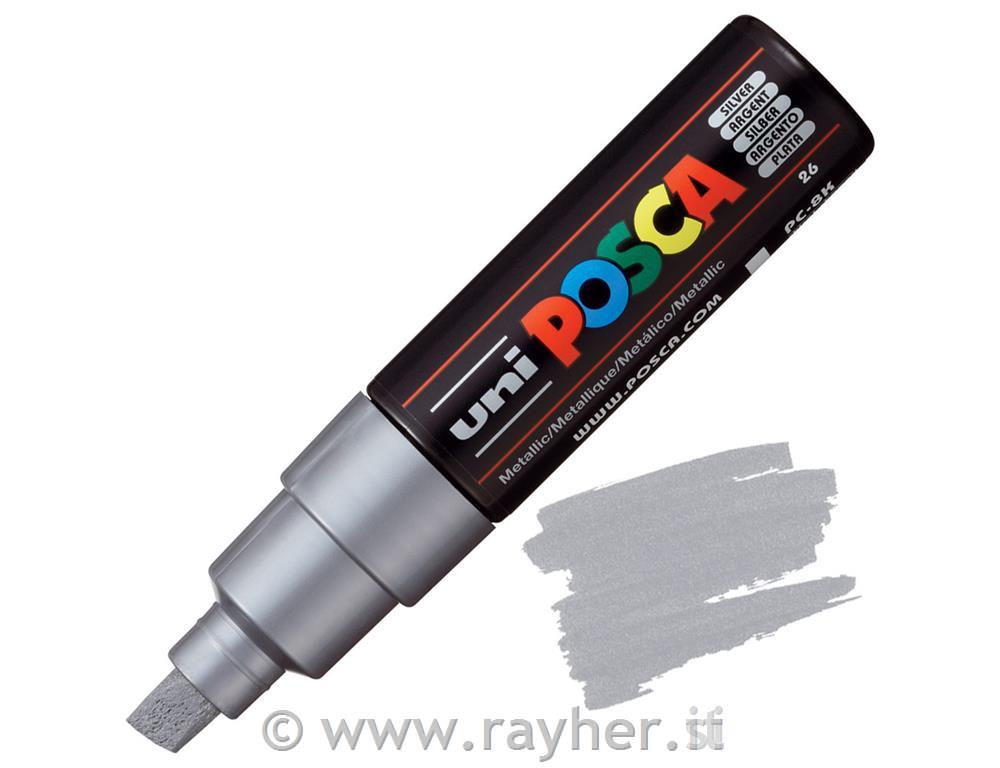 Uni POSCA marker; tip 8 mm chissel;silver