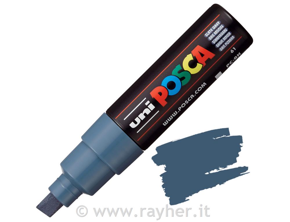 Uni POSCA marker; tip 8 mm chissel;slate grey