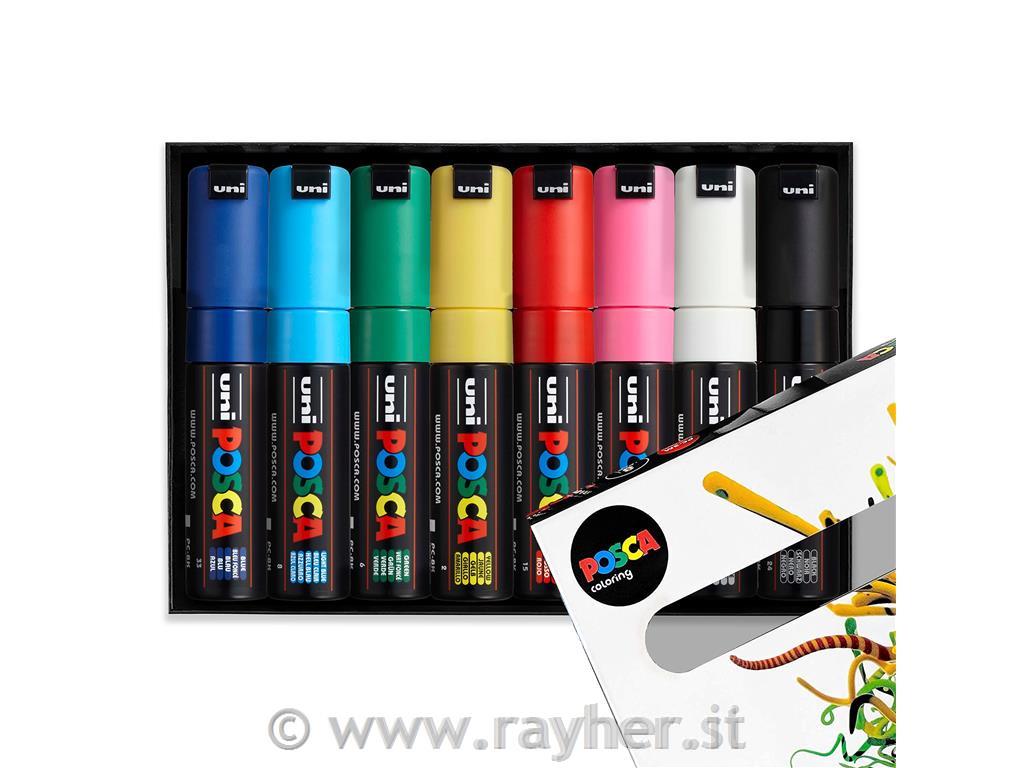POSCA Uni flomastri 8K Basic set 8; konica 8 mm prirezana