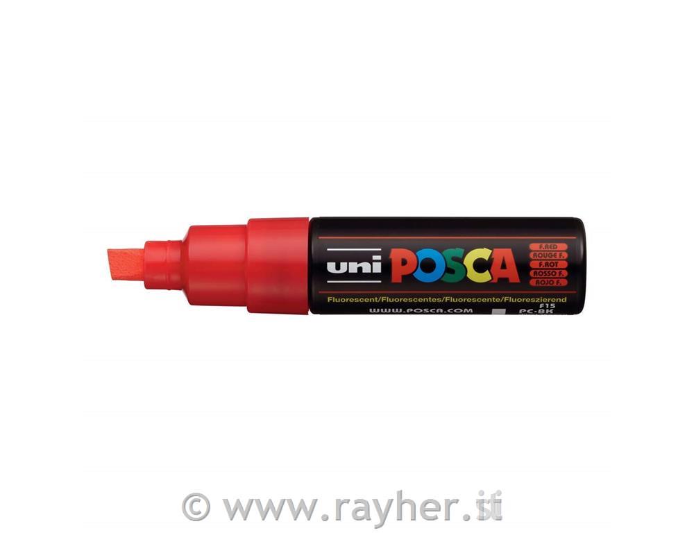 POSCA Uni flomaster; konica 8 mm prirezana; fluo rdeč