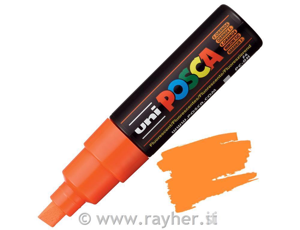 POSCA Uni flomaster; konica 8 mm prirezana; fluo oranžen