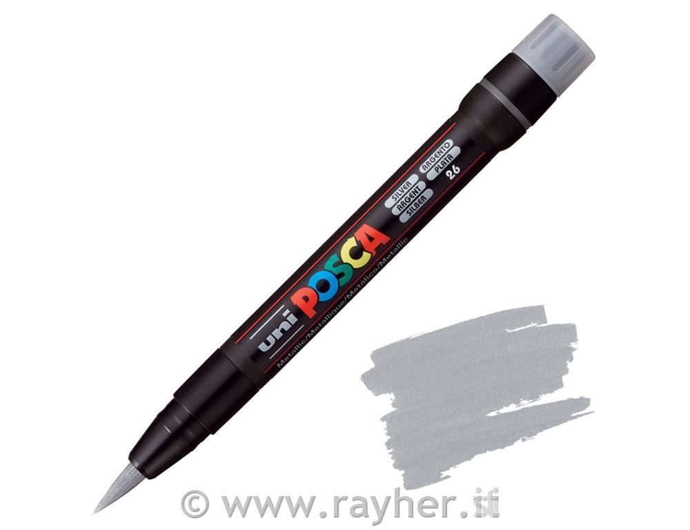 Uni POSCA marker; p.tonda brush;; silver
