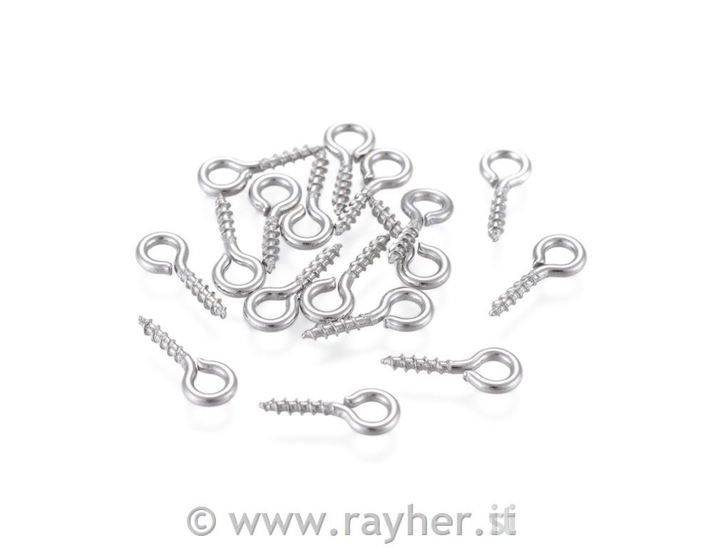 Vijaki z zanko, 10x4mm, srebrni, set 10