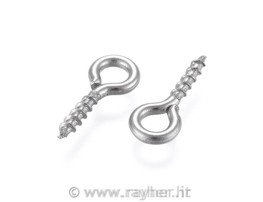 Vijaki z zanko, 10x4mm, srebrni, set 10