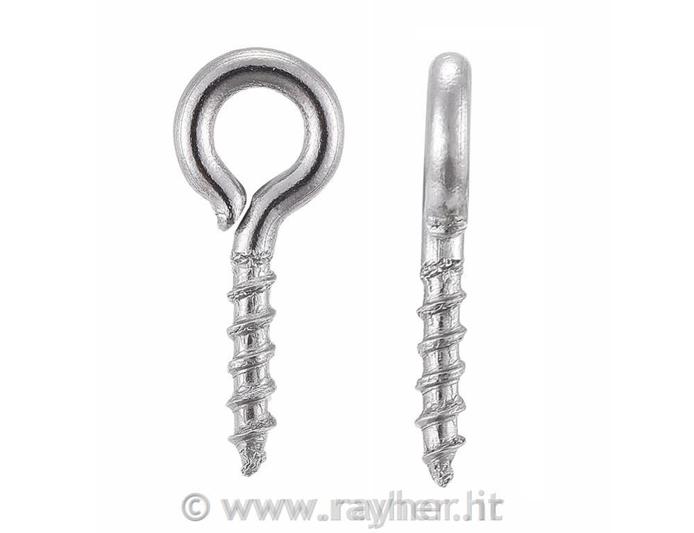 Vijaki z zanko, 10x4mm, srebrni, set 10