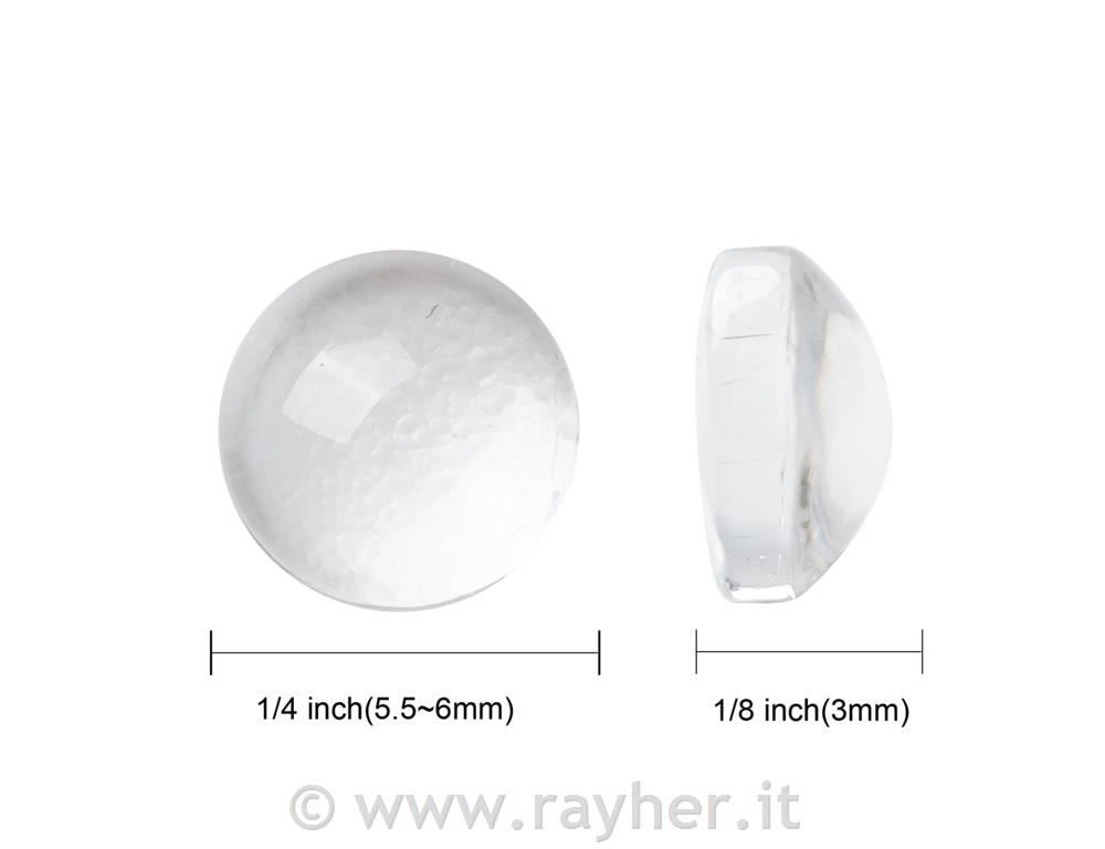 CABOCHON DI VETRO, TONDO, DIAMETRO 6MM
